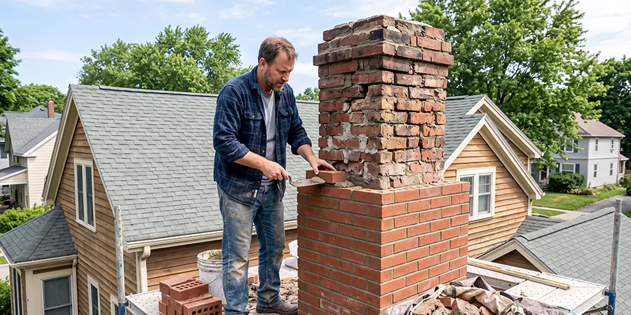 Old and Crumbling Brick Chimney Rebuild Culver City