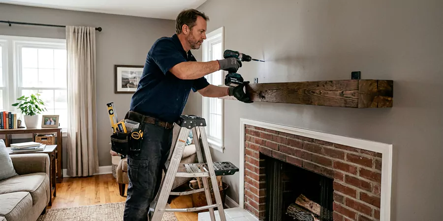 Floating Shelf Mantel Installation Culver City